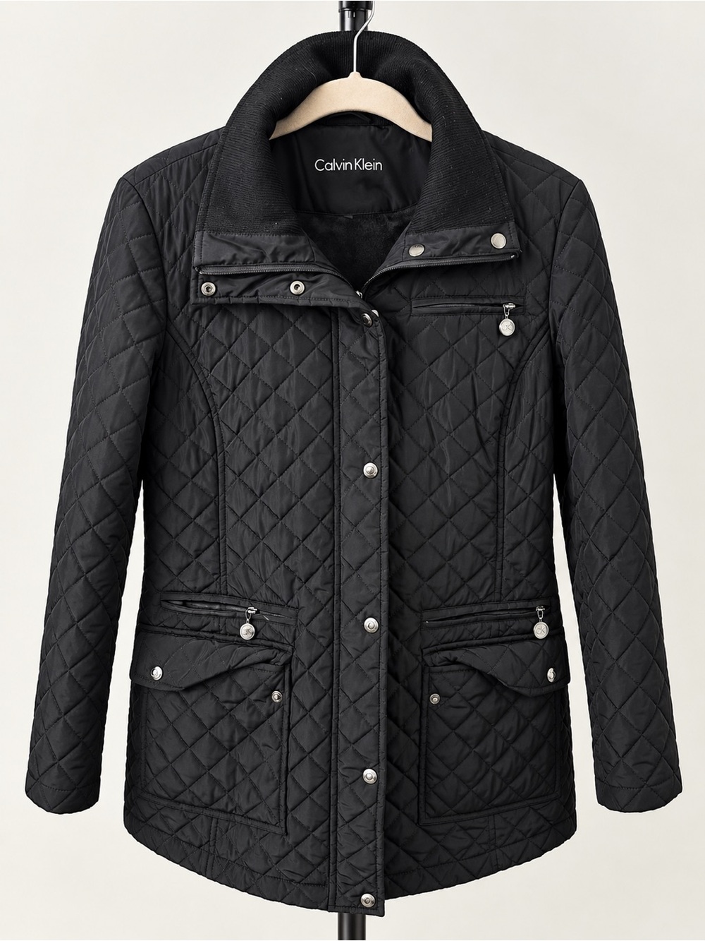 Calvin Klein Diamond Quilted Funnel Neck Jacket – Size Small